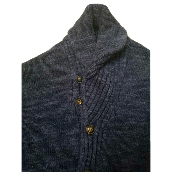 Polo Ralph Lauren Shawl Collar VTG Cardigan Men's Large Sweater Navy Blue Knit - Picture 5 of 9